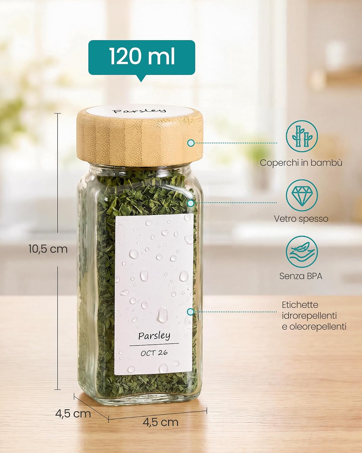 SONGMICS 24 x 120ml Hermetic Glass Spice Jars