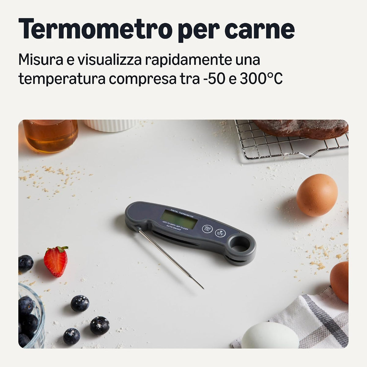Amazon Basics Digital Instant Read Meat Thermometer Water Resistant