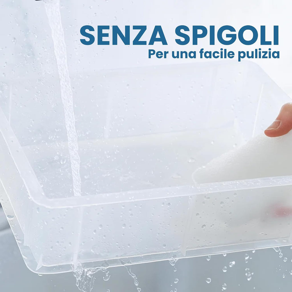 Contenitore Lievitazione Pizza, 2 Box Impilabili 40x30x10 + 1 Coperchio