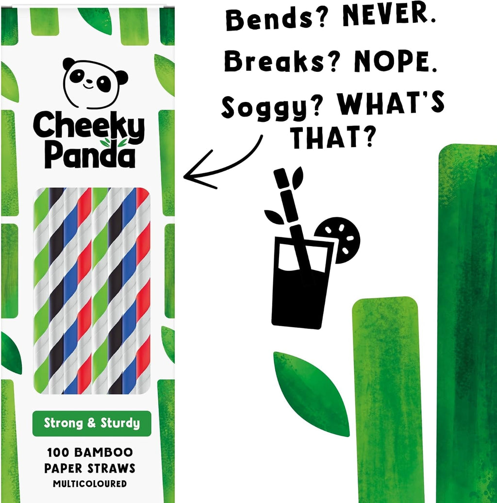 The Cheeky Panda Multicoloured Bamboo Straws | 100 Pieces | 200 mm