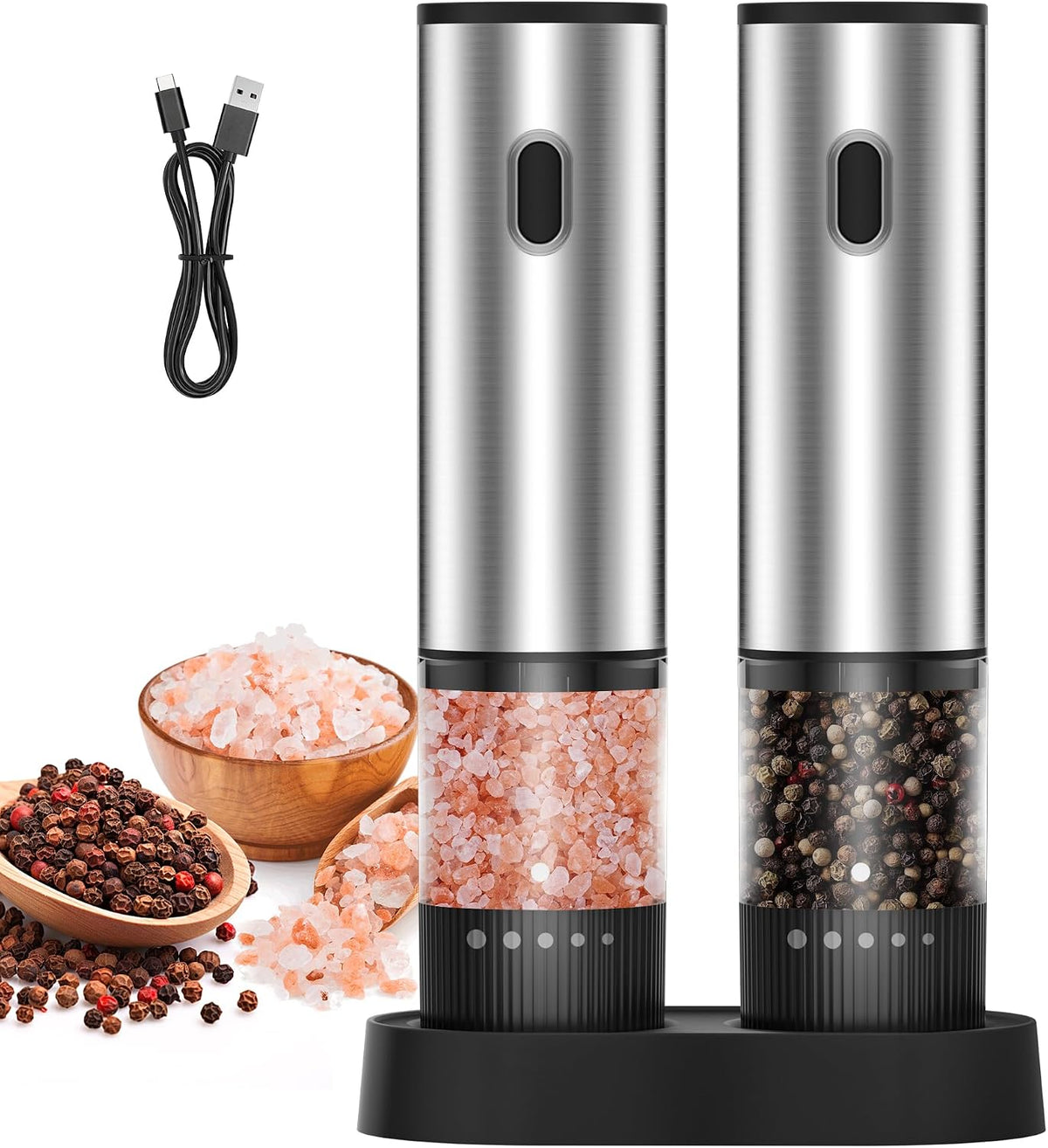 KitchenBoss Electric Pepper Mill 2 Set 2 ml USB-C Charging