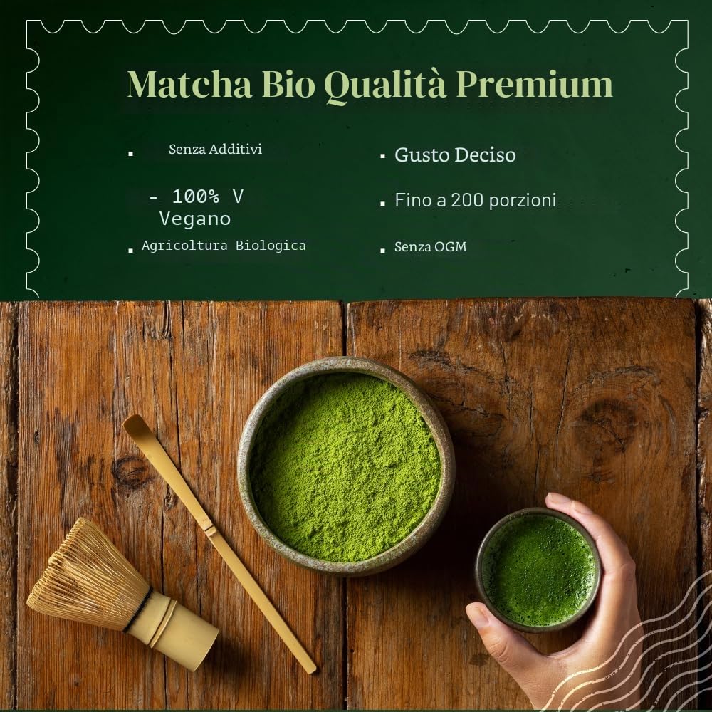 NaturaleBio Matcha Premium Giapponese Bio in Polvere con L-Teanina