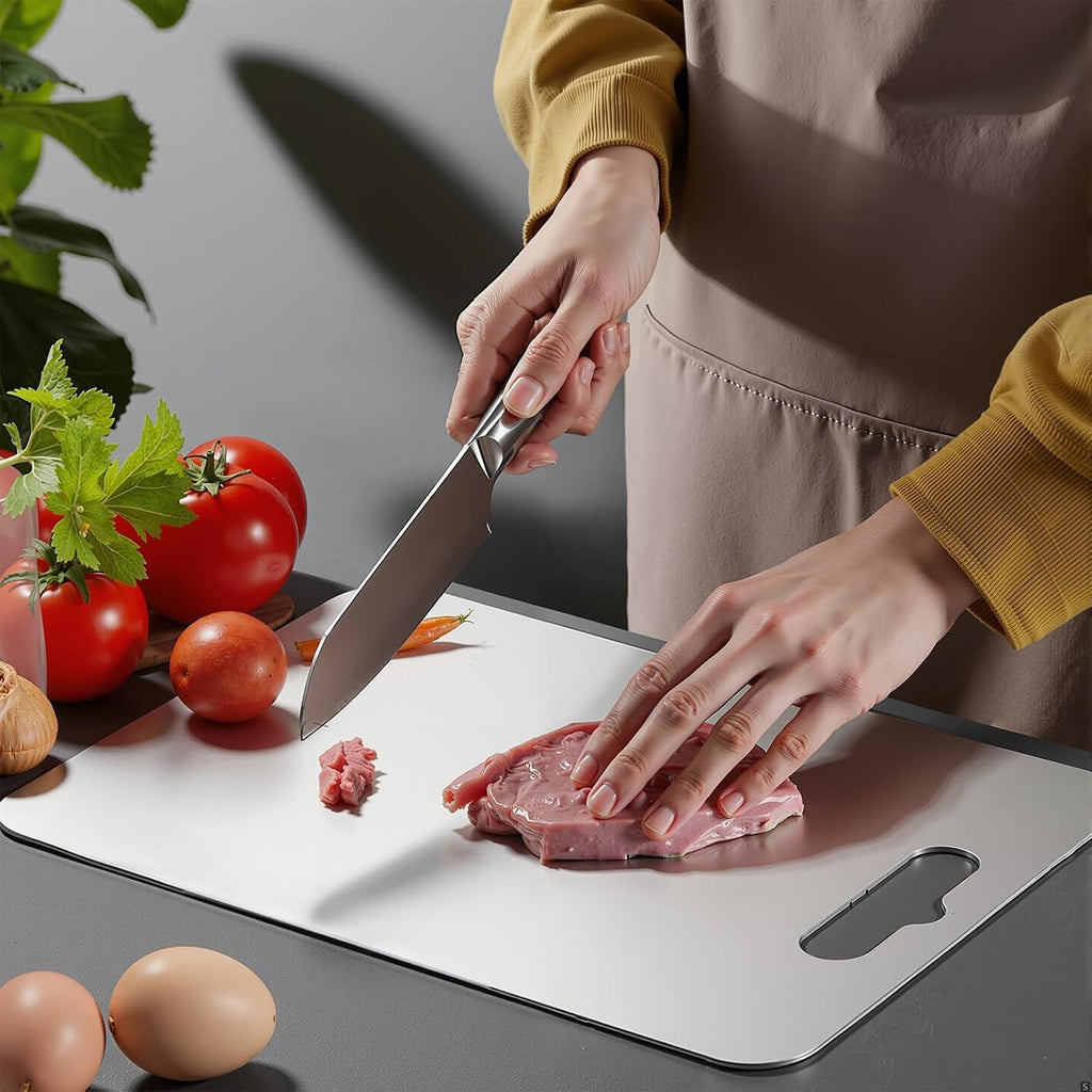 2 Pezzi Tagliere Acciaio Inox, Tagliere in Acciaio Inox Alimentare