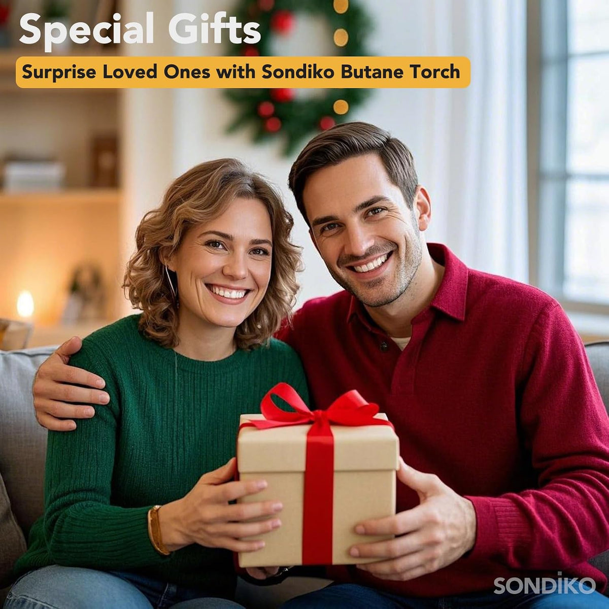 Sondiko Kitchen Torch, Rechargeable Torch with Safety Lock and Adjustable Flame for Crafts, Creme Brulee, Barbecue and Baking, Butane Gas Not Included