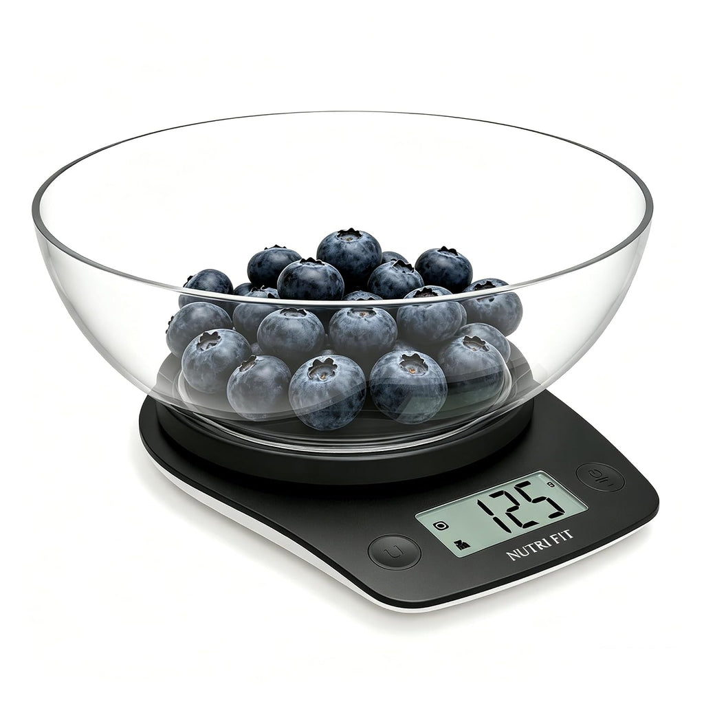 NUTRI FIT Bilancia Digitale Alimenti con Ciotola 2L, 5KG/11lb, Nero