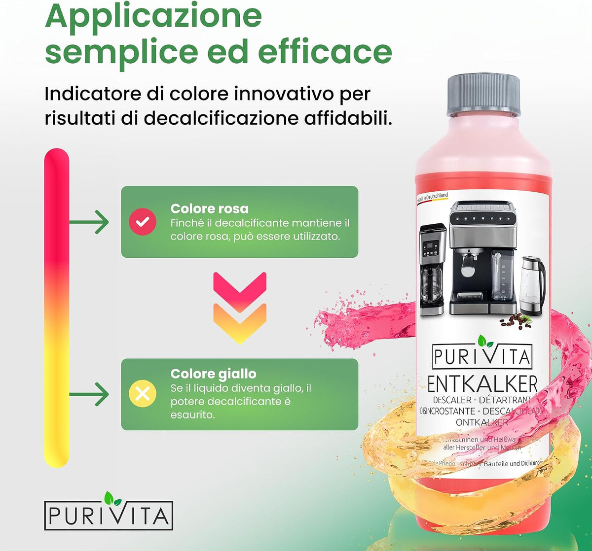 PURIVITA® Decalcificante Universale Macchina Caffè e Bollitore, 500ml