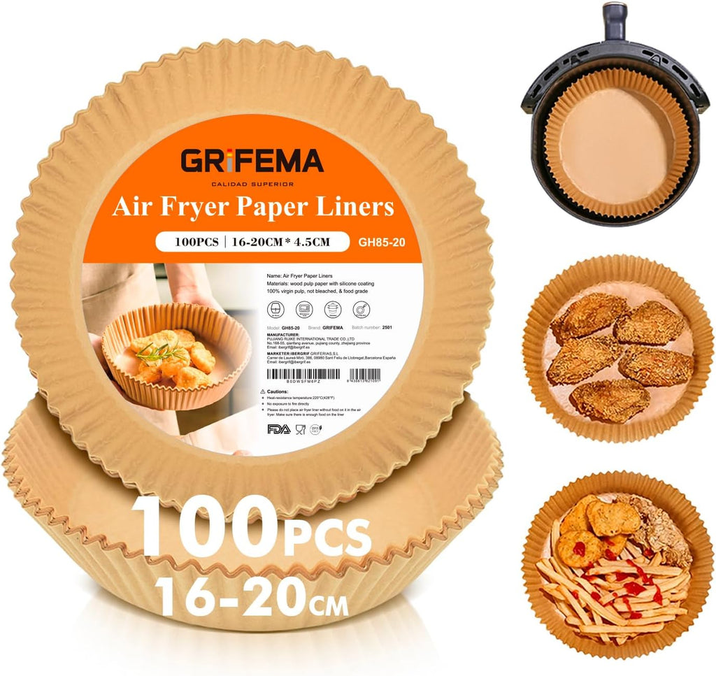 GRIFEMA Carta Friggitrice ad Aria per Cosori Cecotec 2-4 L, 100 Pezzi
