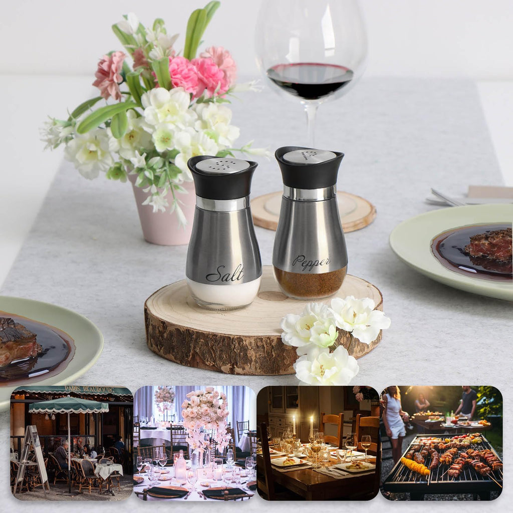 COM-FOUR® 2 Piece Salt and Pepper Shaker Set from Stainless Steel and Glass