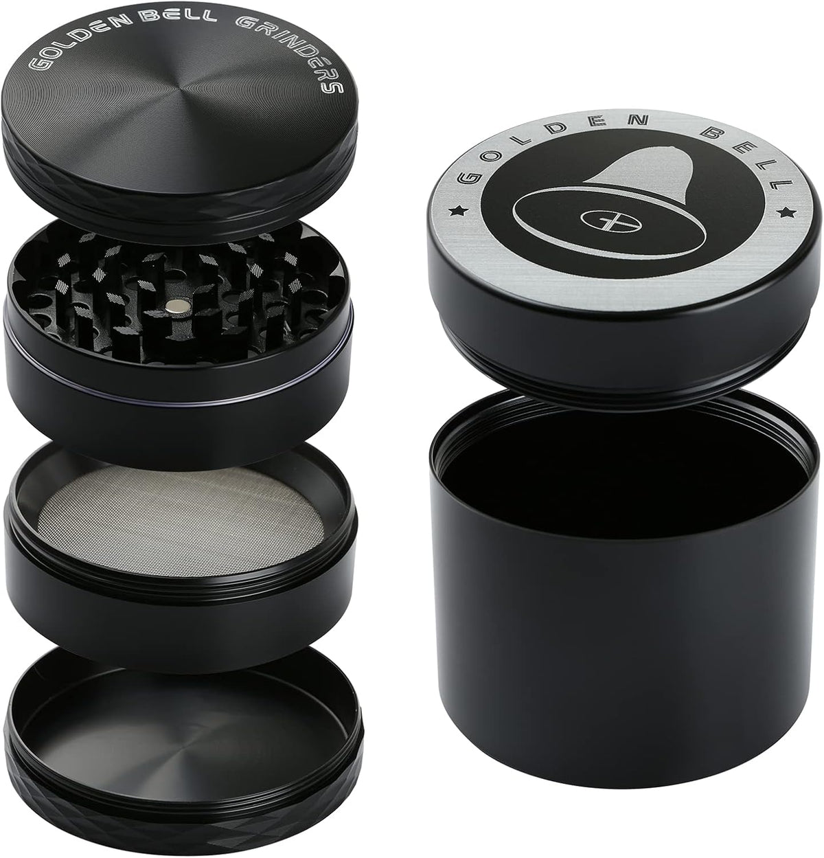 LIHAO Professional 4-Part Metal Grinder Box with Tray Storage Jar Gift for Men Christmas Valentine's Day Birthday