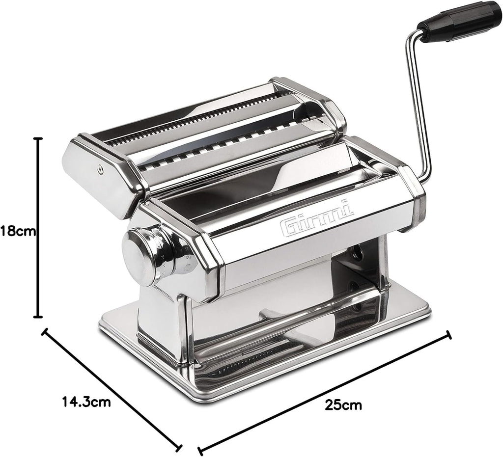 Girmi IM90 Pasta Maker, Stainless Steel, 9 Adjustments, Aluminium Rollers 15 cm, 3 Pasta Formats, Stainless Steel