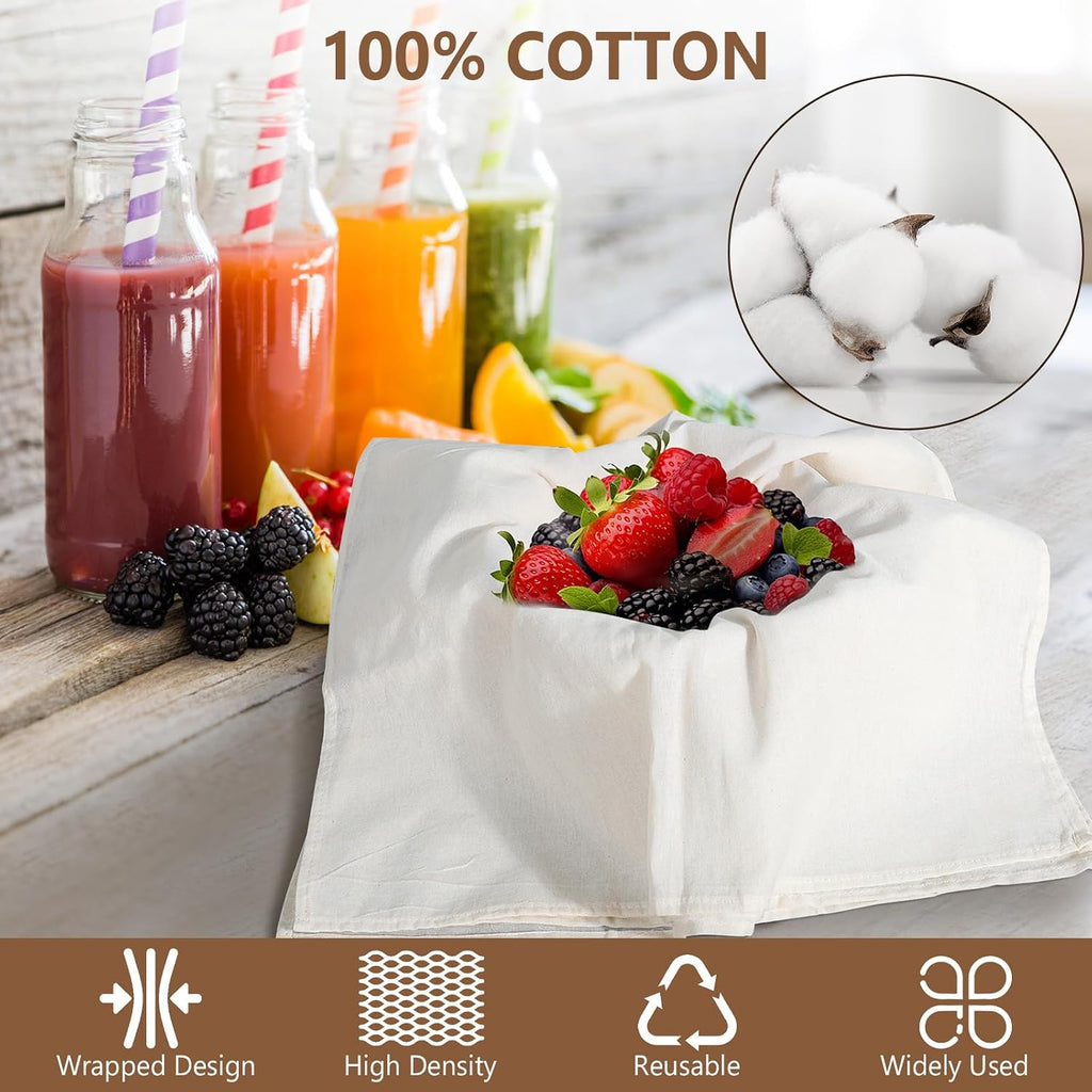 AiQInu Garza Alimentare,Filtrante per Alimenti 50×50cm Panno per Formaggio,Cheese Cloth,Tessuto Filtrante,Riutilizzabili,Cotone Naturale, per Formaggio, Succhi di Frutta, Tofu, Caffè, ecc