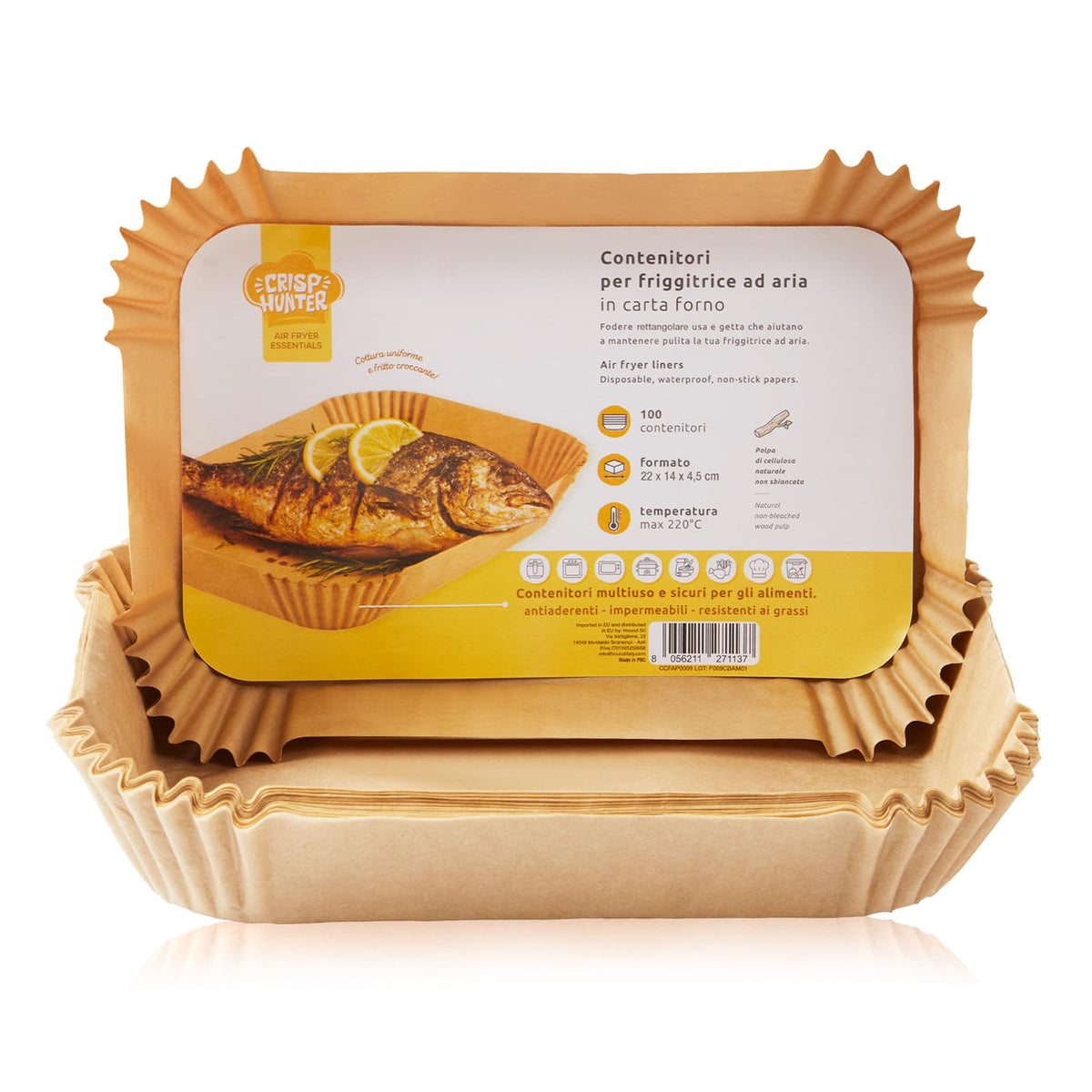 Carta Forno per Friggitrice ad Aria - 100 Pezzi Rotondi Antiaderenti e Senza PFAS - Perfetti per Friggitrice ad Aria 21.5 x 21.5 cm (Fogli)