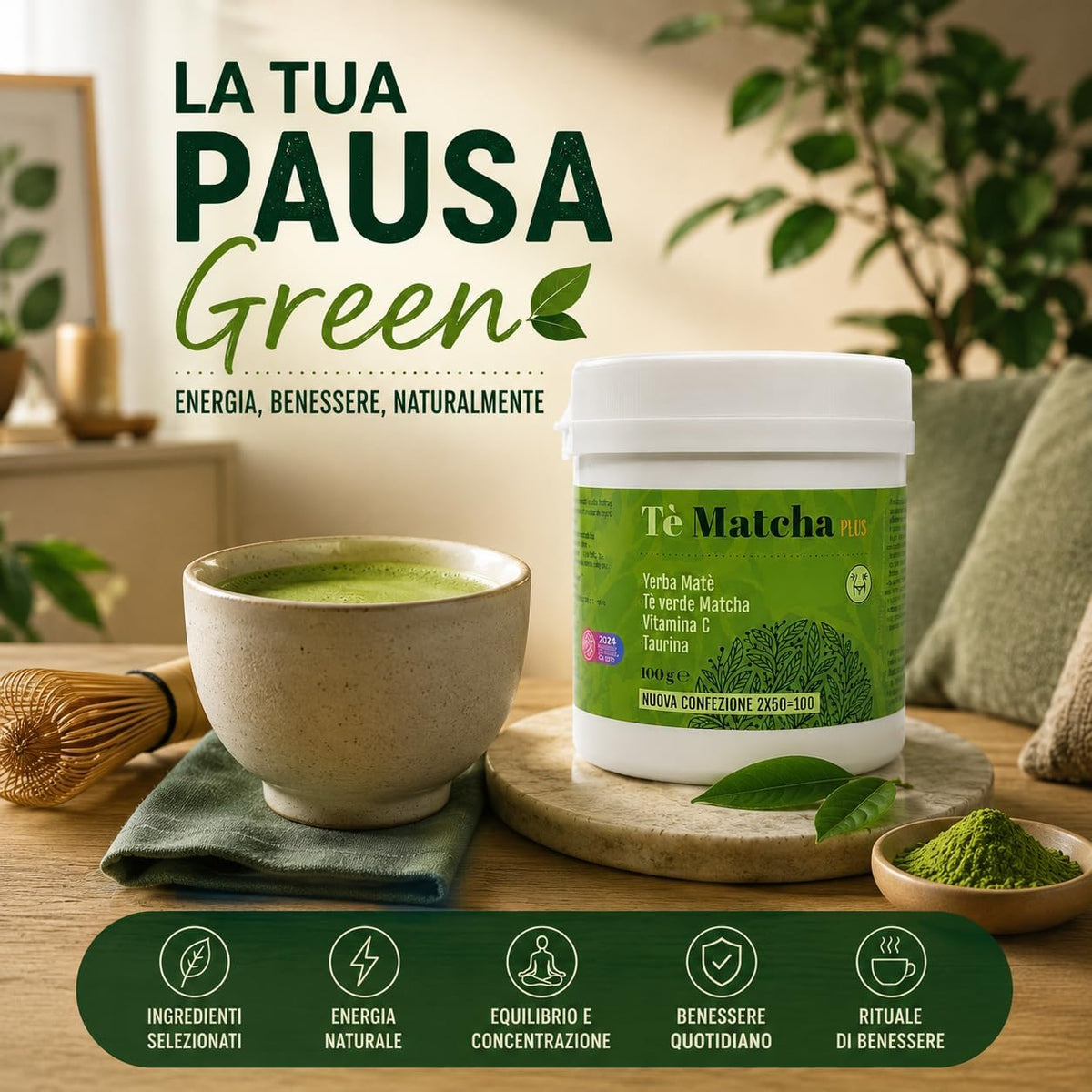 Tè Matcha Premium Controllo Peso Energia 100g