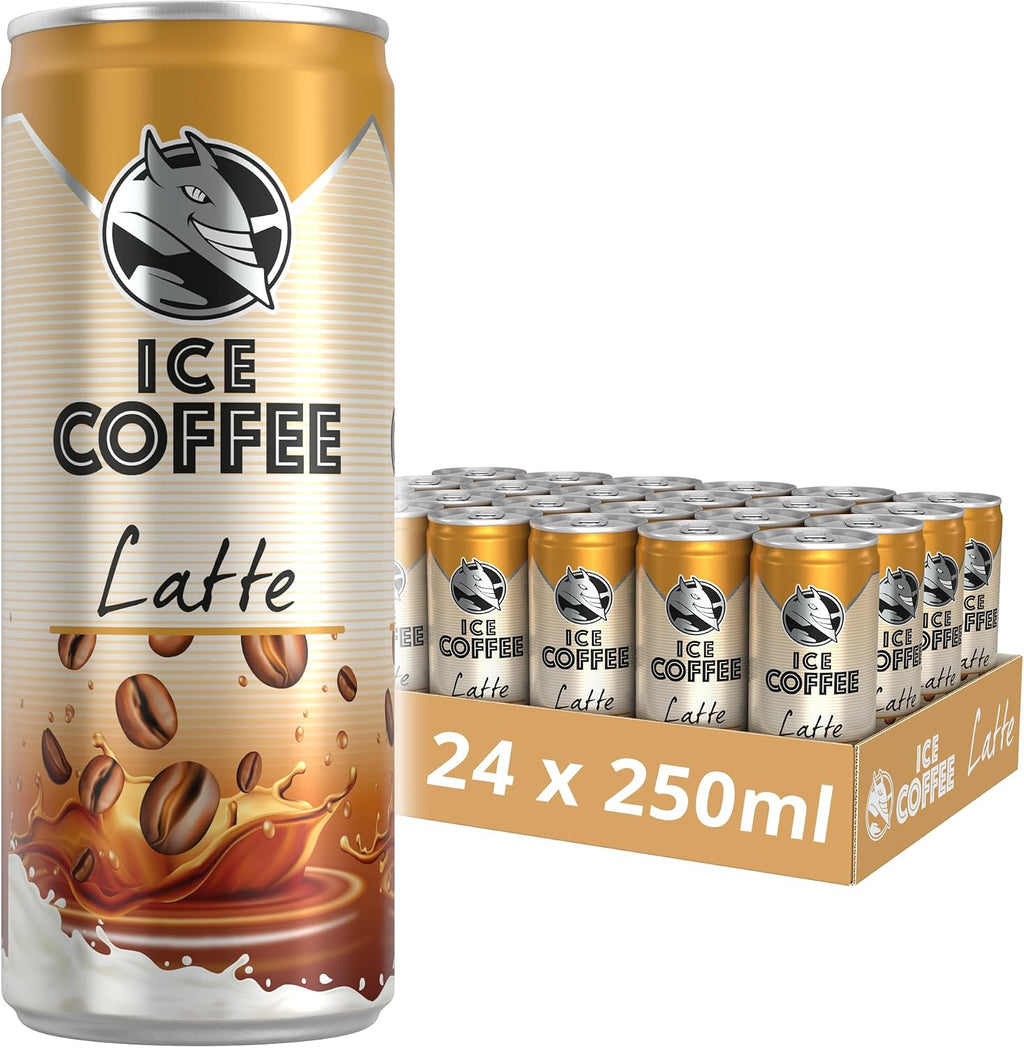 HELL Ice Coffee Latte | 24 x 250ml Cans Multipack | 40mg/100ml Caffeine | Contains Arabica Coffee Extracts | 75% UHT Milk | Ready To Drink