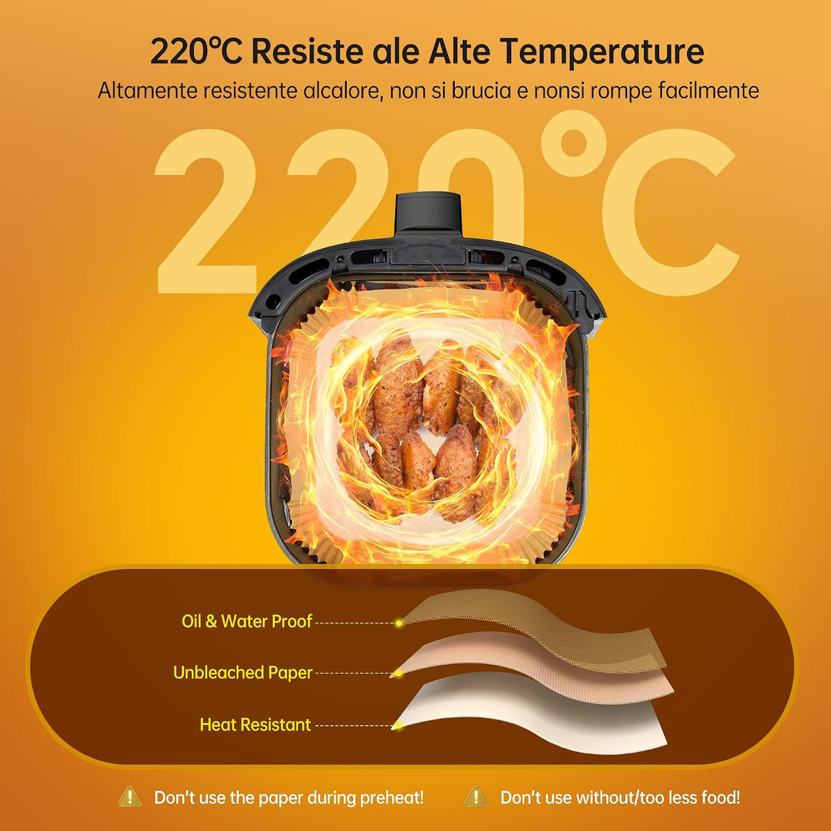 Carta forno per friggitrice ad aria, 100 pezzi contenitori usa e getta in carta per teglia friggitrice ad aria, accessori friggitrice ad aria per Microonde, 16cm x 4.5cm