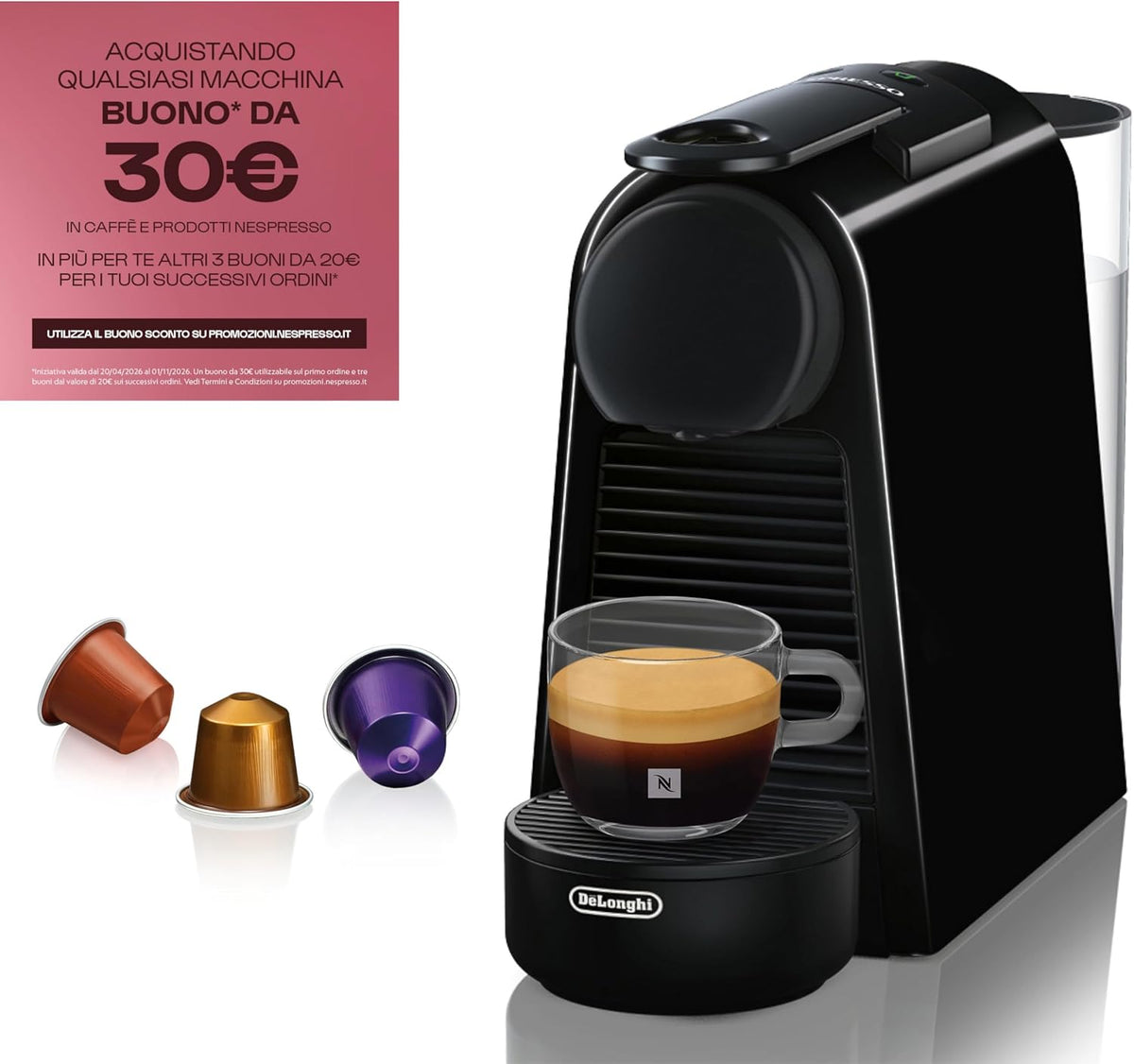 Nespresso Essenza Mini EN85.B, Macchina da Caffè DeLonghi, Nero