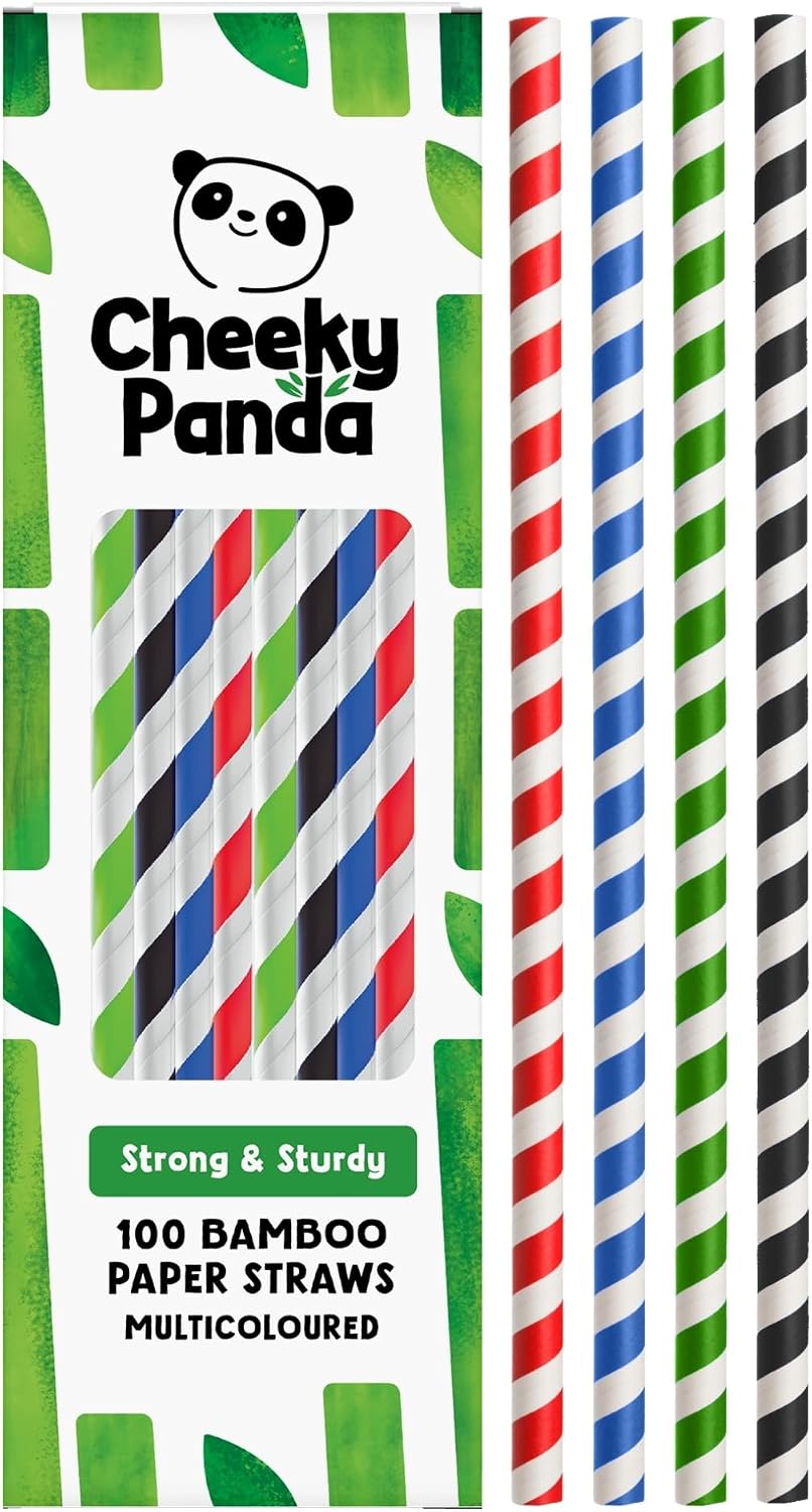 The Cheeky Panda Multicoloured Bamboo Straws | 100 Pieces | 200 mm