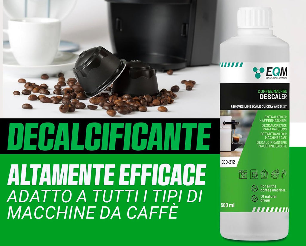 EQM - ECO- 212 - Descaler for Coffee Machines - 500 ml - 100% Natural Origin - Compatible with All Coffee Machines