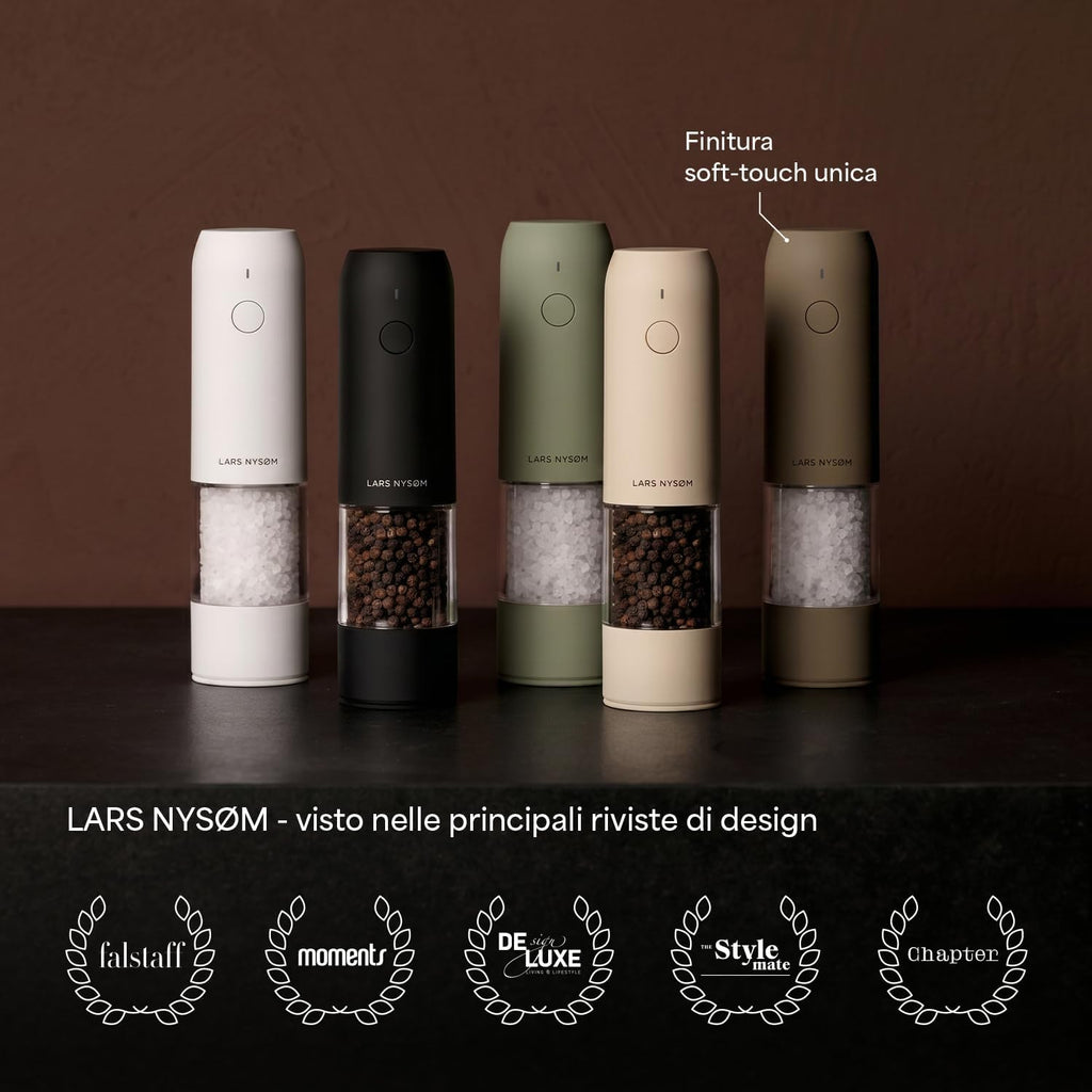 LARS NYSØM Electric Salt and Pepper Mill Set – Automatic USB Rechargeable