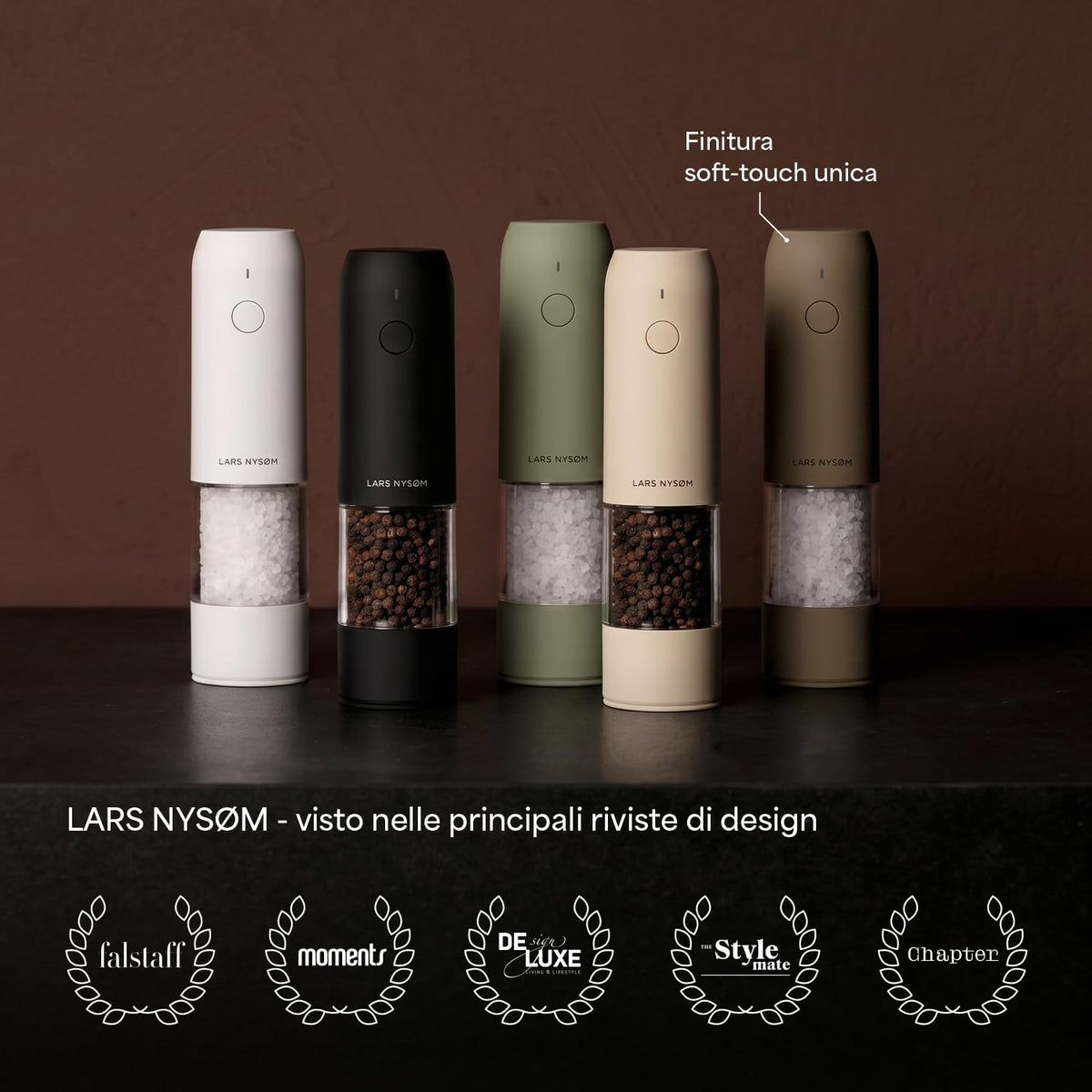 LARS NYSØM Electric Salt and Pepper Mill Set – Automatic USB Rechargeable