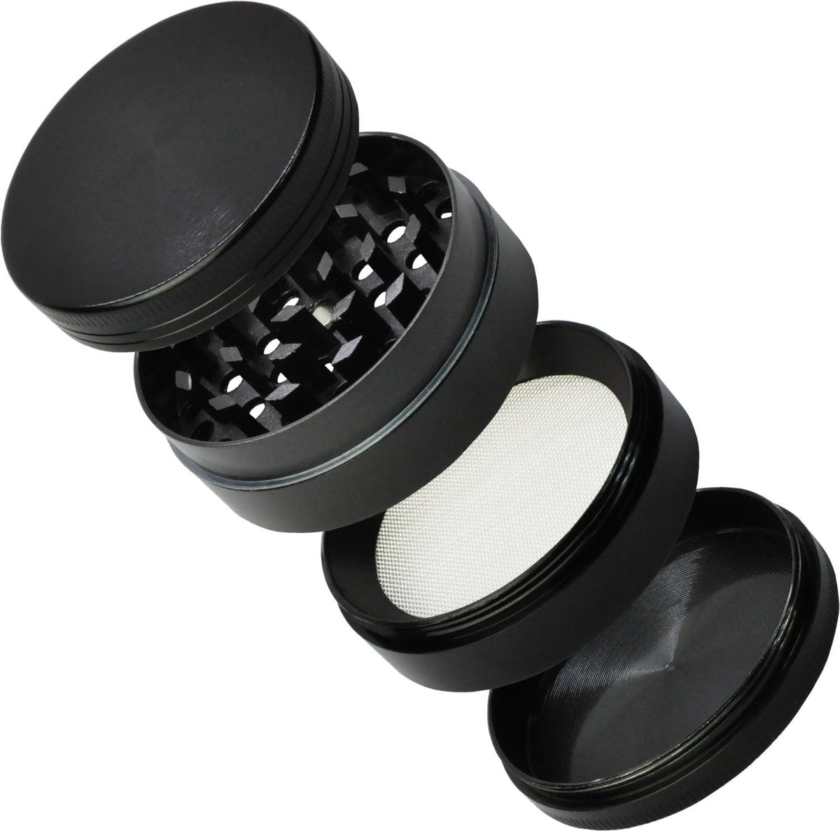 LIHAO Grinder Macina per Spezie e Erbe in Lega di Zinco in 4 pezzi, Nero, Design Ergonomico, 2”(50mm)
