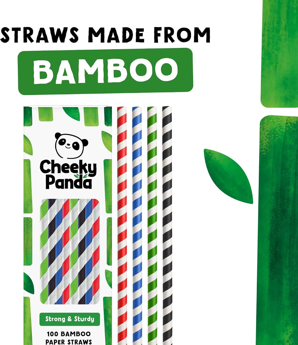 The Cheeky Panda Multicoloured Bamboo Straws | 100 Pieces | 200 mm