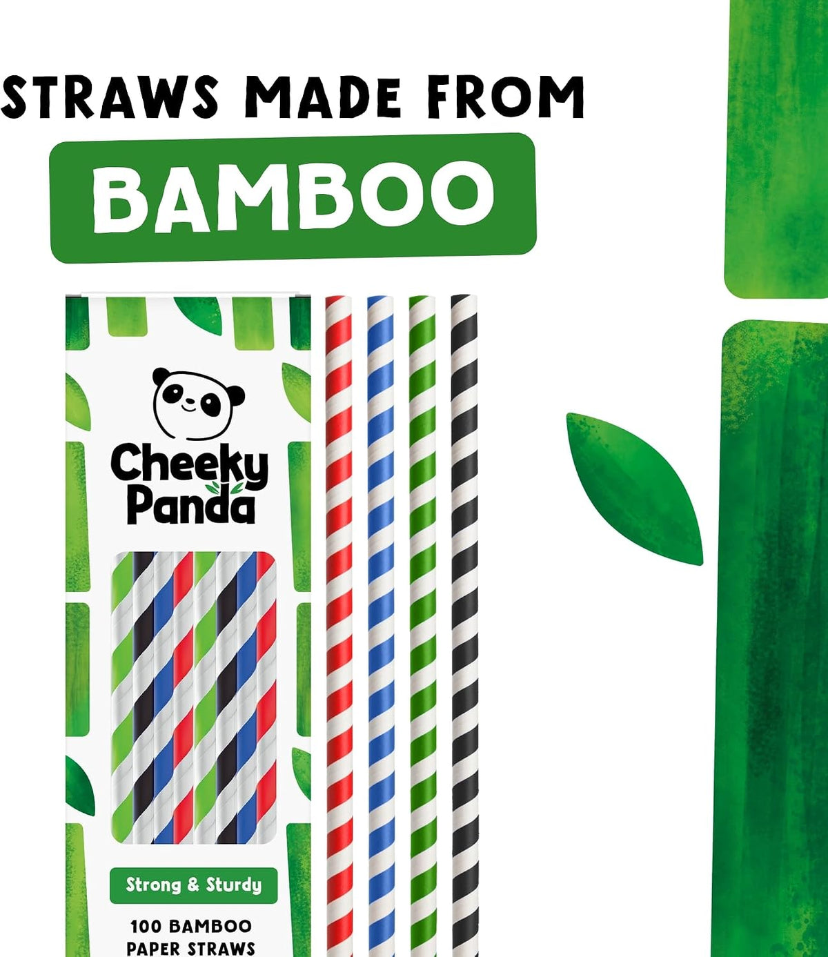 The Cheeky Panda Multicoloured Bamboo Straws | 100 Pieces | 200 mm