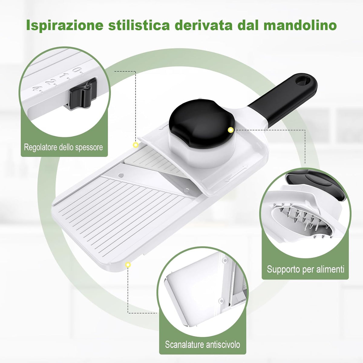 Ibergrif M526 Mandolina, Affettatrice Verdure Regolabile 1–4 mm