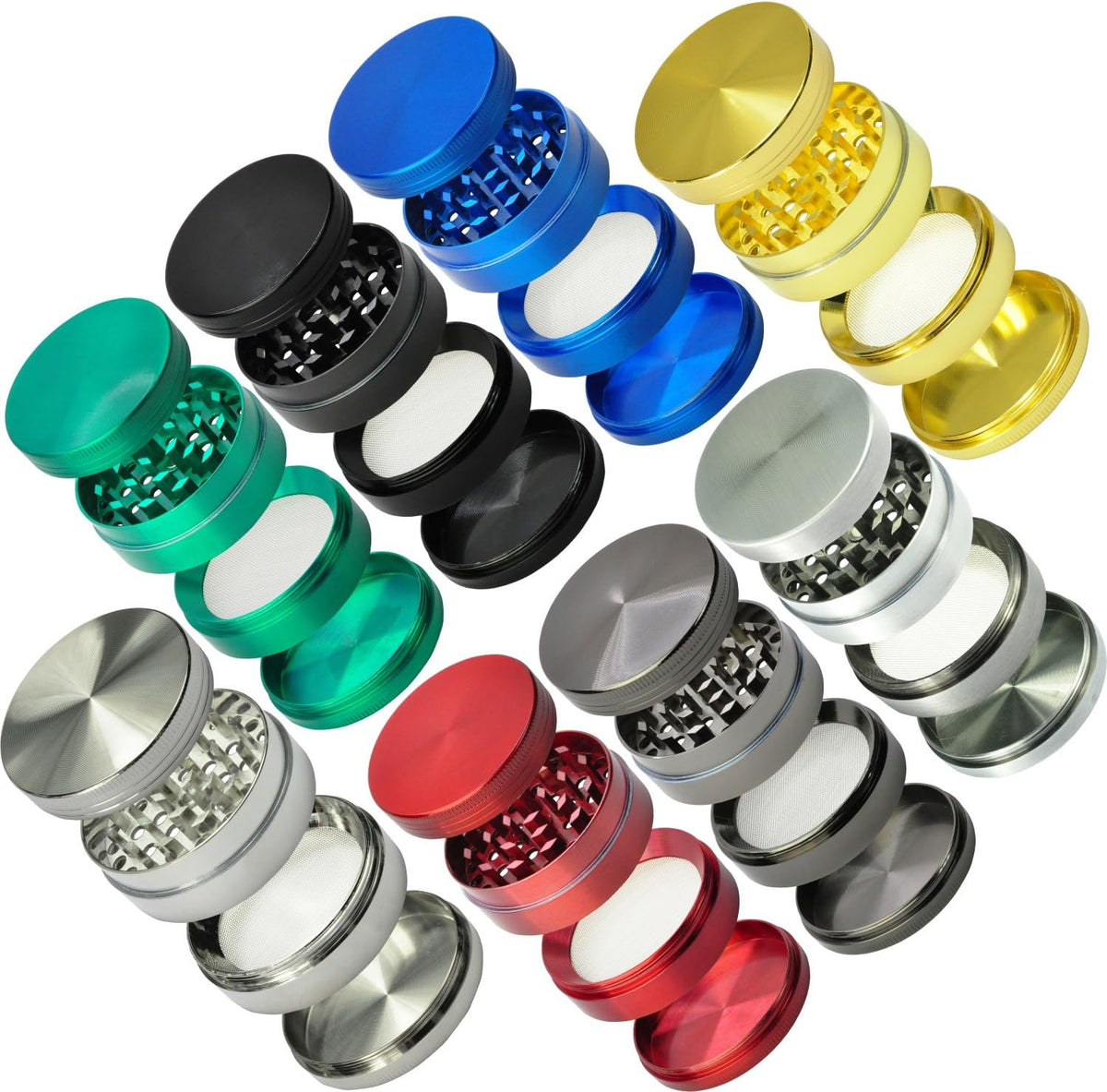 LIHAO Grinder Macina per Spezie e Erbe in Lega di Zinco in 4 pezzi, Nero, Design Ergonomico, 2”(50mm)