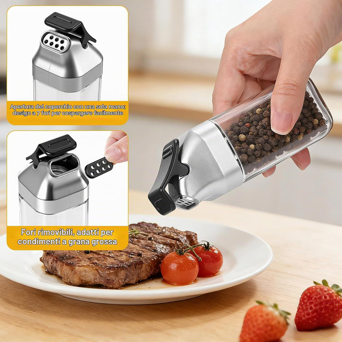 5 Piece Set of Oil Vinegar Salt Pepper, Glass Without Lead