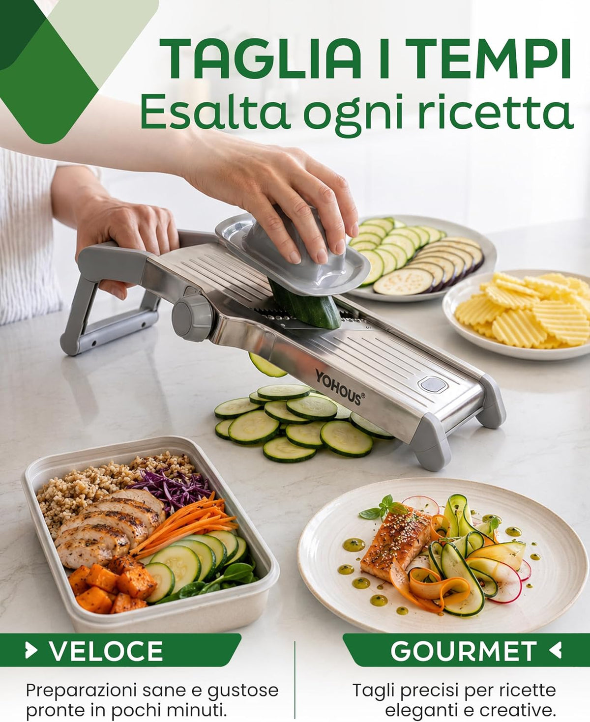 Professional Vegetable Mandolin, Adjustable Stainless Steel Vegetable Cutter