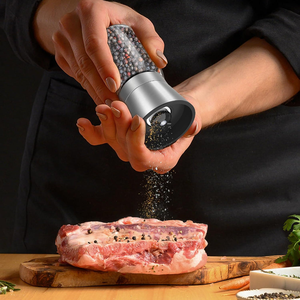 KitchenBoss Salt Mill 2 Pieces Manual Pepper Mill with Ceramic Grinding Core, for Coarse Sea Salt, Pepper Beans [Without Spice Content]