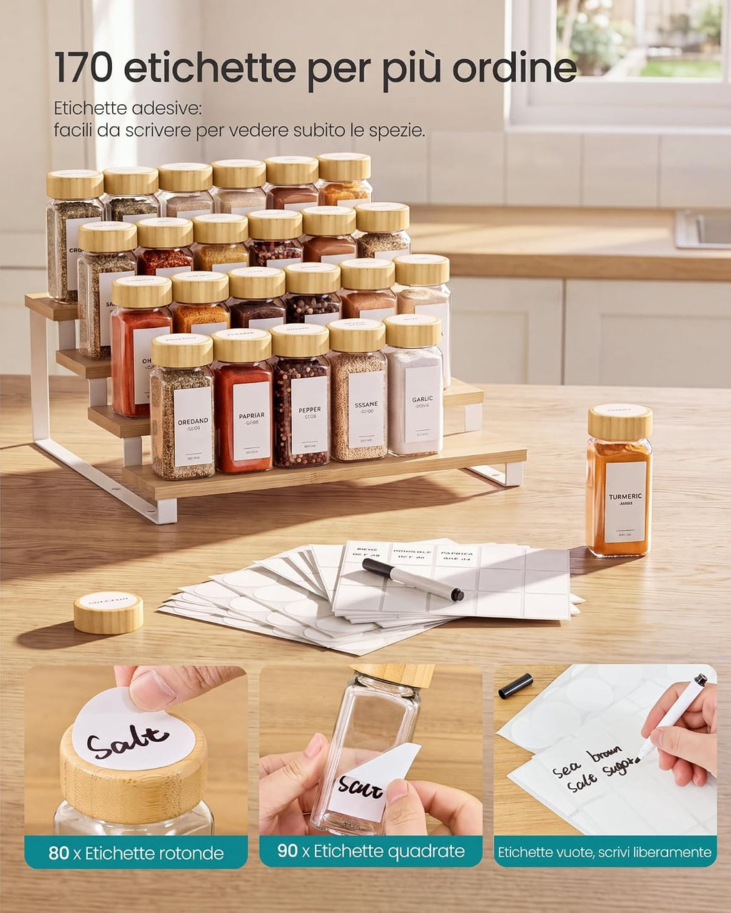 SONGMICS 24 x 120ml Hermetic Glass Spice Jars