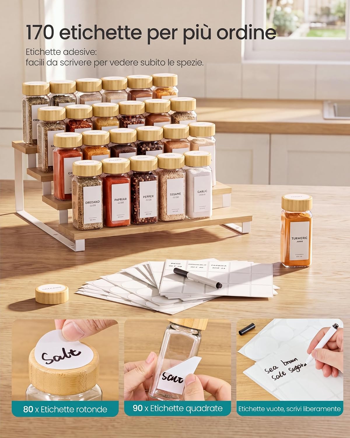 SONGMICS 24 x 120ml Hermetic Glass Spice Jars