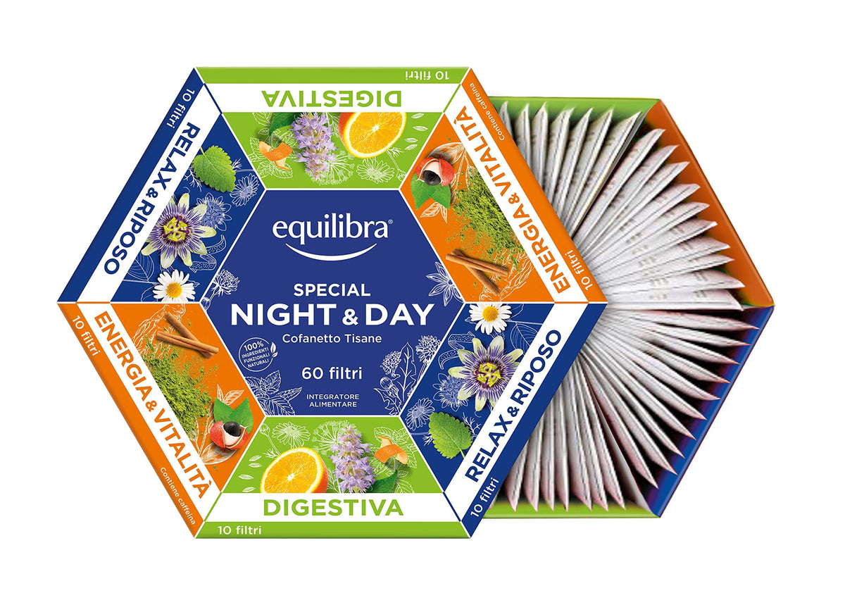 Equilibra Cofanetto Tisane Funzionali, 6 Varianti, 60 Bustine, Idea Regalo