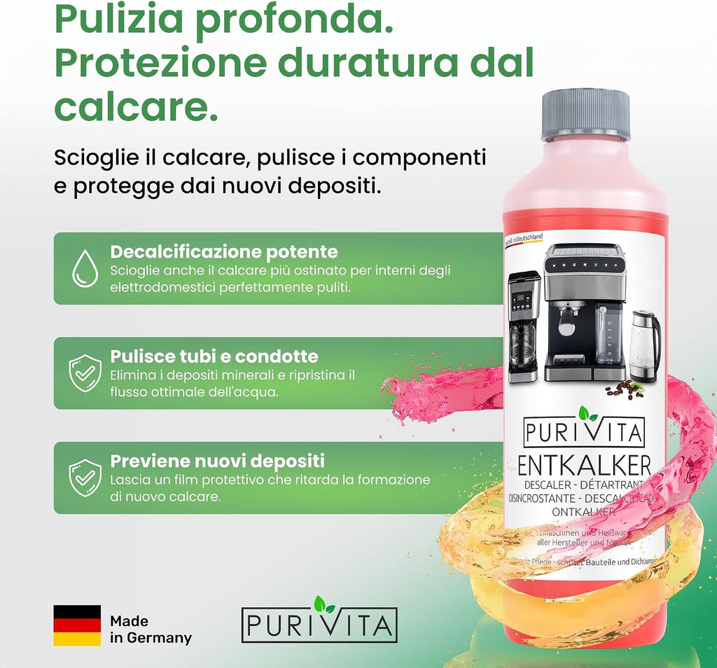 PURIVITA® Decalcificante Universale Macchina Caffè e Bollitore, 500ml
