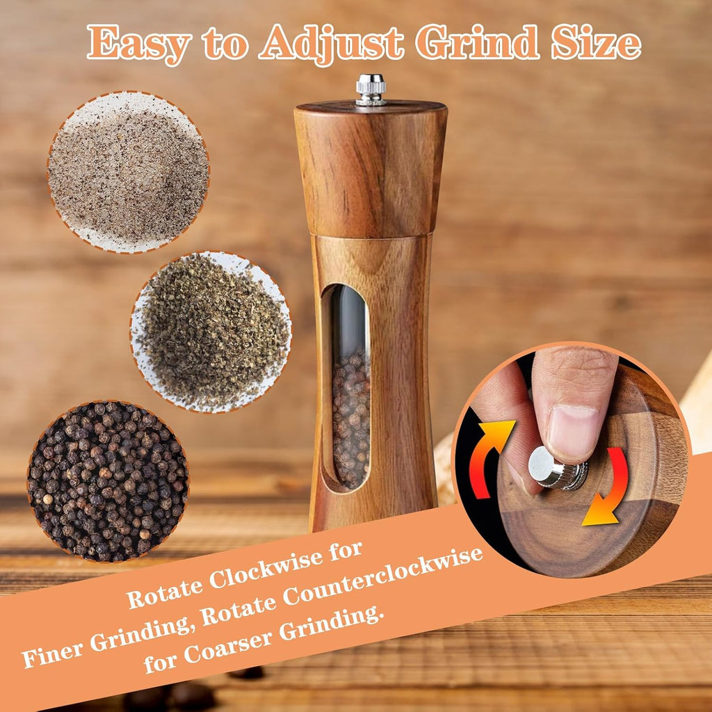 2 Pieces Pepper Mill, Salt and Pepper Mill, Manual Wooden Pepper