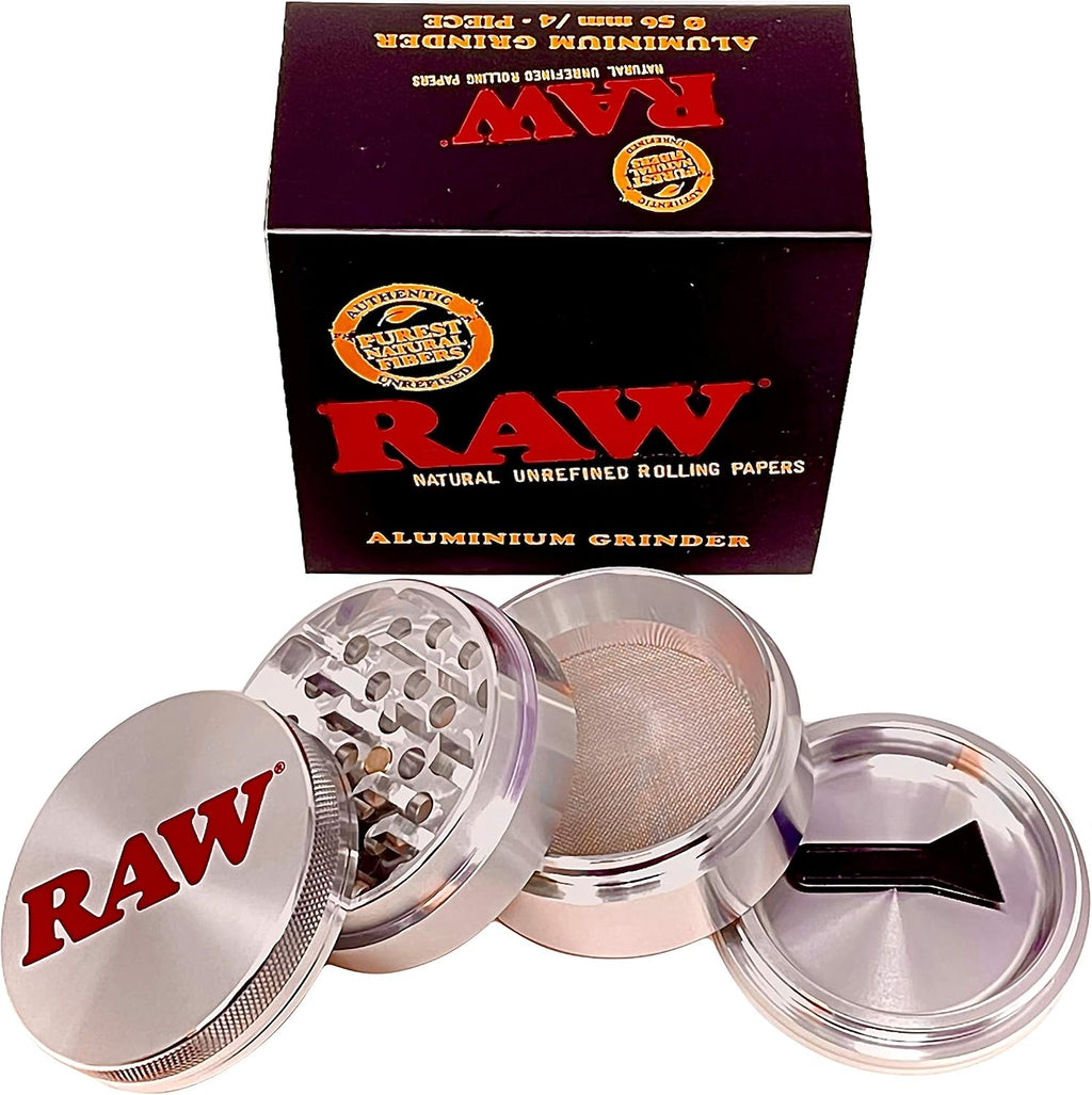 Raw 19330 Grinder-4 Pieces with Shovel, 56 mm, Aluminium