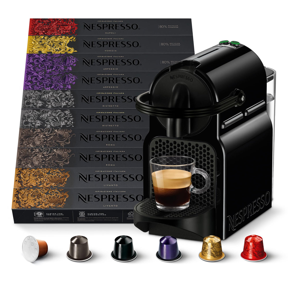 Nespresso Inissia EN80.B Macchina per Caffè Espresso, Black