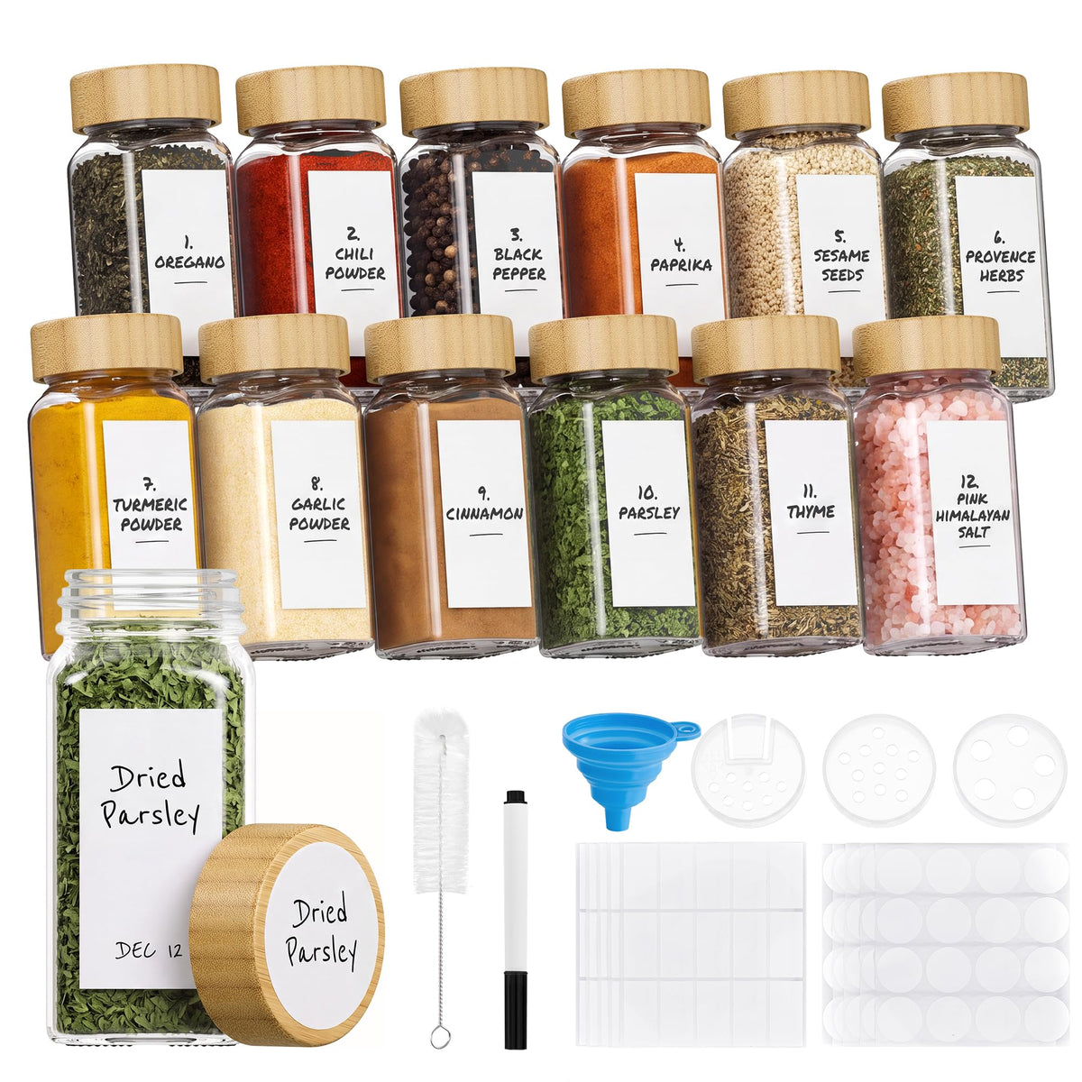 SONGMICS 24 x 120ml Hermetic Glass Spice Jars