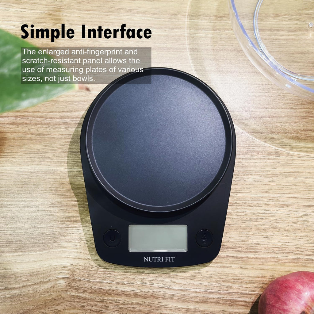 NUTRI FIT Bilancia Digitale Alimenti con Ciotola 2L, 5KG/11lb, Nero