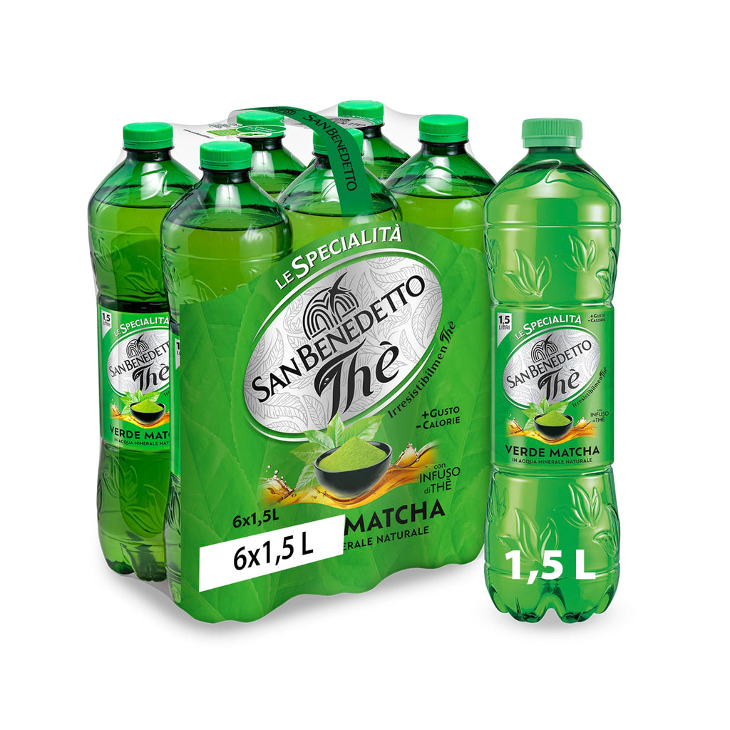 San Benedetto, Thè Verde Matcha Freddo Zero, 1,5 L Bevanda Dissetante Analcolica, Gusto Fruttato, Tappo Click, Senza Zuccheri, Conservanti e Coloranti
