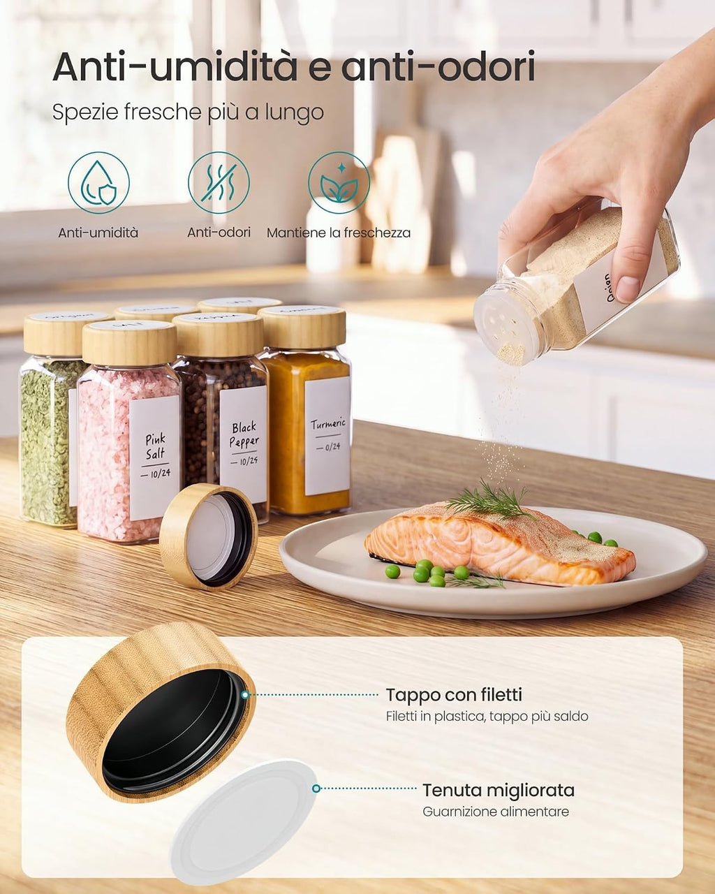 SONGMICS 24 x 120ml Hermetic Glass Spice Jars