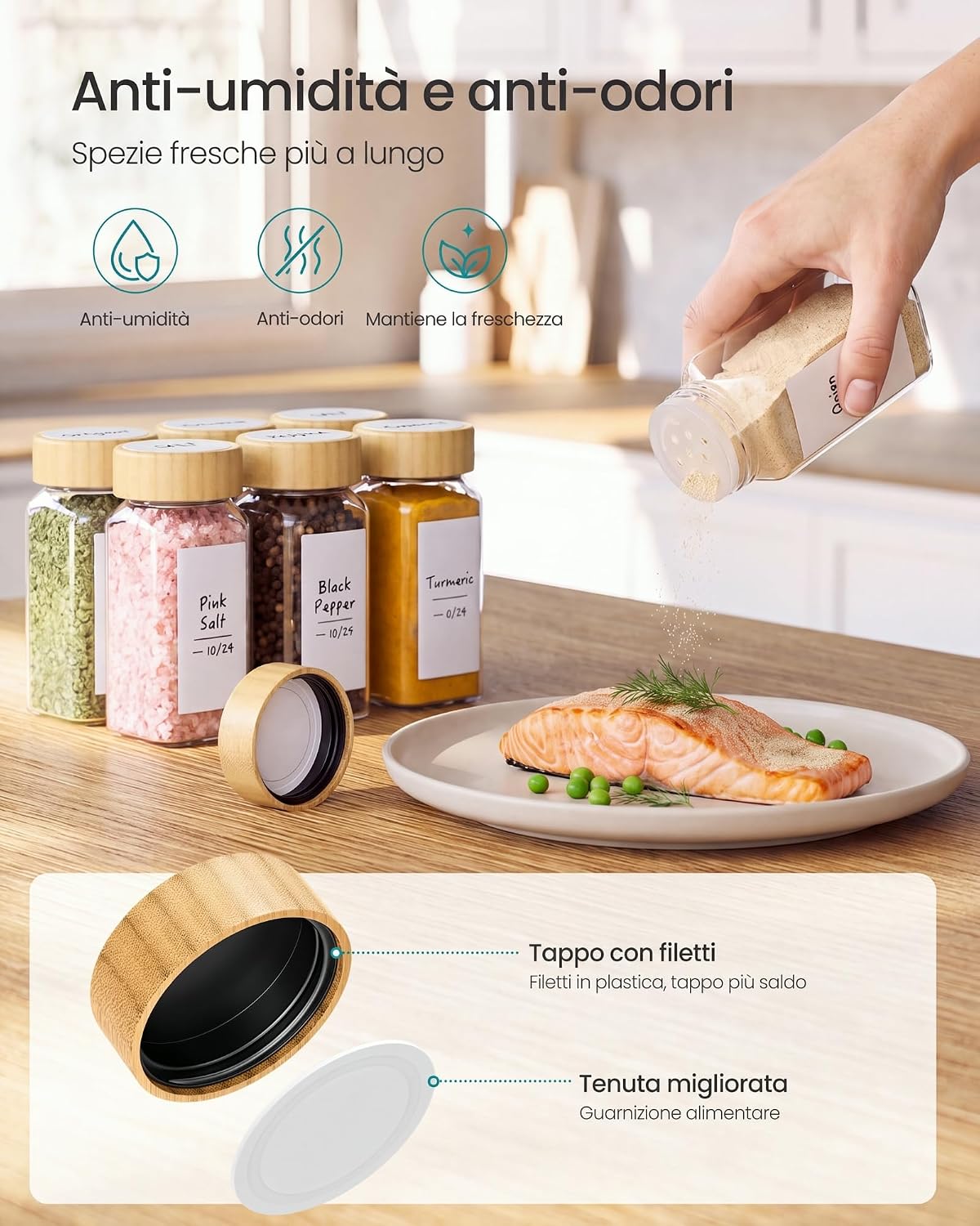 SONGMICS 24 x 120ml Hermetic Glass Spice Jars