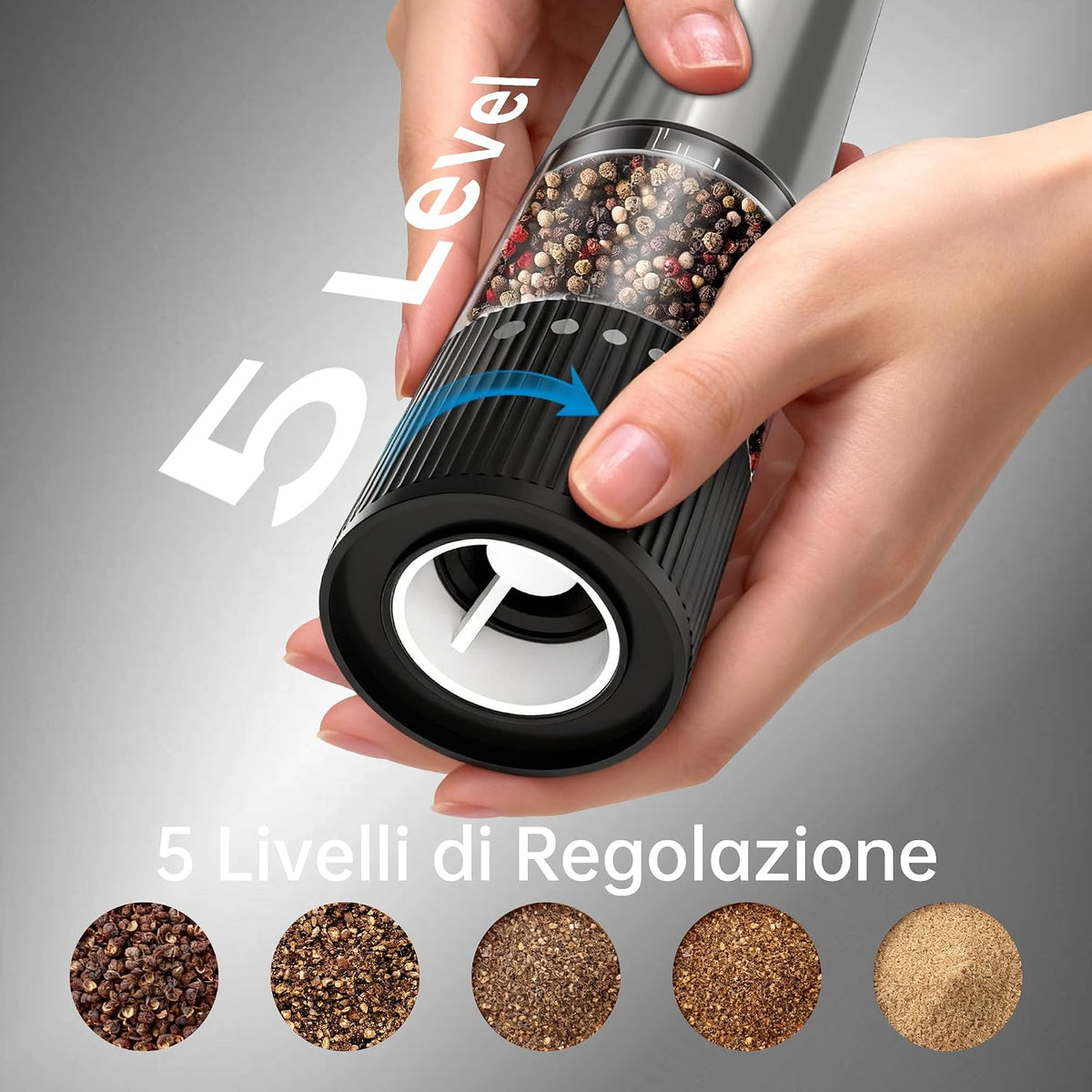 KitchenBoss Electric Pepper Mill 2 Set 2 ml USB-C Charging