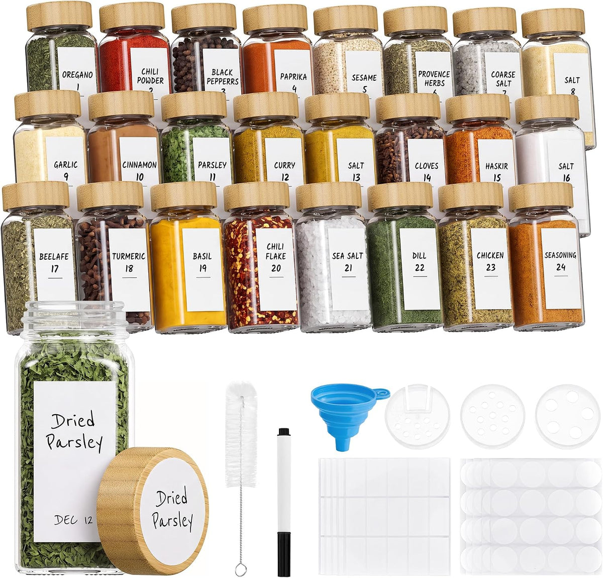 SONGMICS 24 x 120ml Hermetic Glass Spice Jars