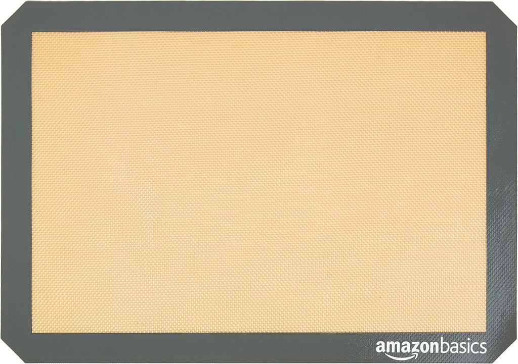 Amazon Basics Rettangolare Tappetini da forno in silicone, confezione da 2, Beige/Grigio, 29.5cm x 42.0cm