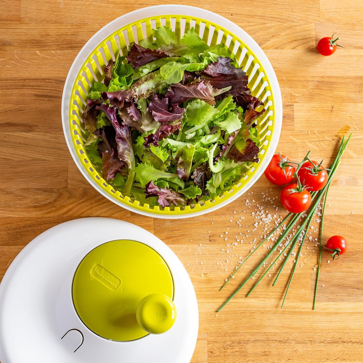 Moulinex Classic Centrifuga per insalata 5 L (5/7 peri), lavabile in lavastoviglie, Essa la insalata in modo semplice e veloce, pulsante stop, prodotto in Francia K1690104, prodotto in Francia