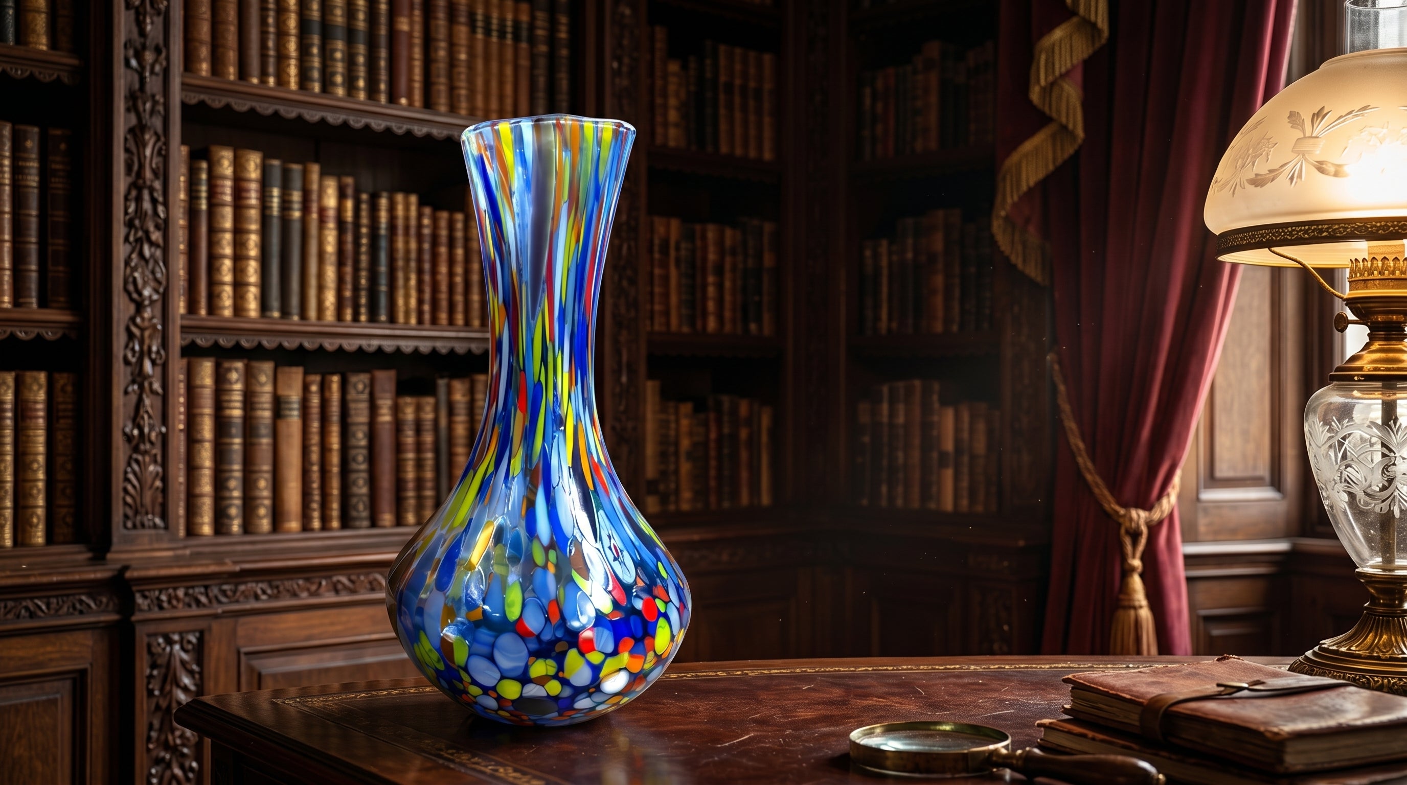1 Vaso Grande in Vetro di Murano Classico Soffiato e Lavorato a Mano