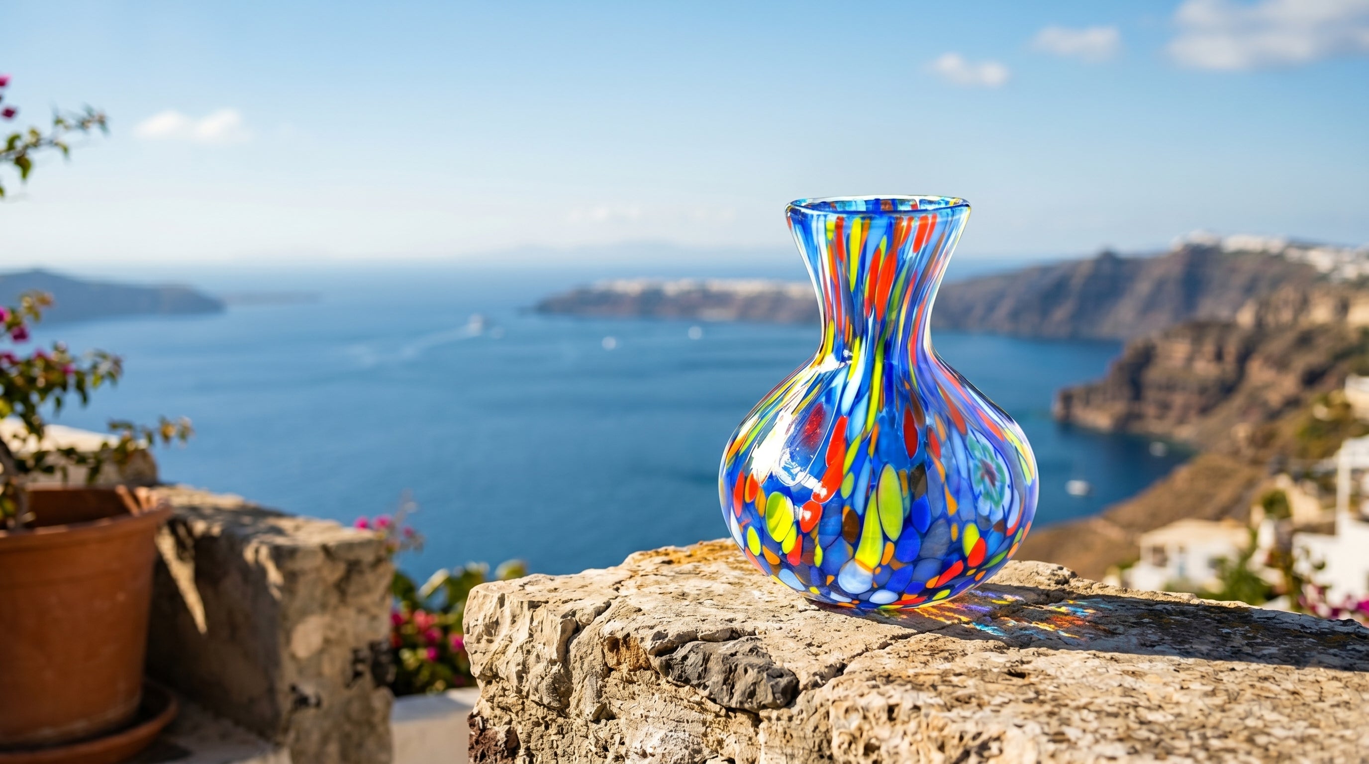 1 Vaso Arlecchino in Vetro di Murano Soffiato a Mano 🇮🇹